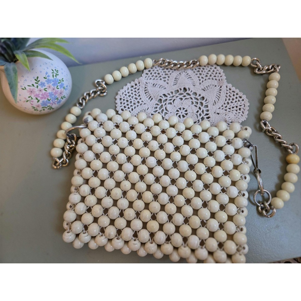Vintage Handbags Ltd Wood Bead Purse Made in Japan 1960s Shoulder Bag